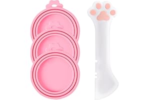 RUGBOL Tapas para latas de comida, cucharas para gatos, suministros para alimentación y riego de gatos, cucharas para comida para perros y gatos, suministros para mascotas, perros y gatos (rosa)