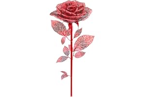 Piececool Puzzle 3D Laser Cut DIY Fleurs Artificielles - Forever Rose Never Fade Metal Model Puzzles Kits for Adults-Rouge-15pcs