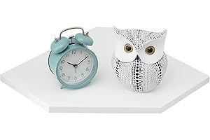 ‎GIEANOO Gieanoo Eckregal weiß, Eiche eckregal Holz eckregal hängend Kleines Pflanzenregal Wandregal Holz für Schlafzimmer Wohnzimmer mit Drahtloch