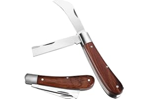 XHYASD Okuliermesser, Gartenmesser Klappbar, Veredelungsmesser mit 2 Klingen, Hippe Messer mit Edelstahlklinge, Garden Knife Multifunktionale für Knospungs Messer Reparieren von Unkrautbüschen