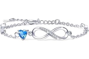 Tusuzik Idée Cadeau Noël Bracelet pour femme en argent 925 avec zircone cubique signe infini cœur bijoux cadeaux pour femme mère, Argent sterling, Oxyde de zirconium