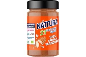 NATTURA PROTEIN SPORT Crema 100% Mandorle, Crema Spalmabile Proteica Senza Zuccheri Aggiunti, Crema Proteica Senza Glutine, 100% Naturale, 21% di Proteine, 180g