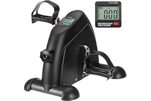 LAZY SPORTS Pedales Estaticos - Mini Bicicleta Estáticas - Máquinas de Piernas - Entrenamiento de Brazos y Piernas Pantalla LCD y Resistencia Ajustable