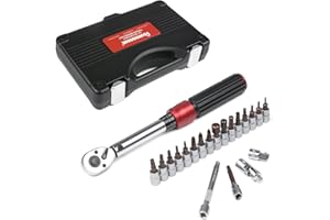 FOURROBBER Clé Dynamométrique 1/4" réglable à 90 dents Clé à Cliquet1/4(5-30 Nm) Précision±3% 15 Pièces Set D'entretien avec Barre D'extension