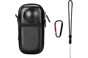 DEBMALE Insta360 X5 Tragetasche - Tragbare PU Hartschalen Reisetasche für Insta 360 X5 X4 Action Kamera Zubehör Stoßfest Schutzhülle mit Handgelenkriemen Karabiner
