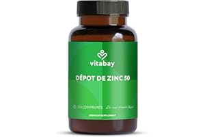 Vitabay Zinc Gluconate 50 mg – 250 Comprimés Végétaliens – 25 mg de zinc par portion (½ comprimé) – Complément Alimentaire à base de Gluconate de Zinc – Testé en Laboratoire en Allemagne