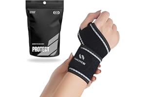 FMCOMMERCE Muñequera Ambidiestra Ortopédica, Especial para Muñeca Abierta, Tendiditis y Esguince. Diseño Anti Rozaduras. Compresion Ajustable. Cómoda Y Transpirable. Muñequera Tunel Carpiano. (Color Negra)