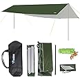 Nahamo 3x6m Awning Waterproof Tarp Tent Shade with Pole Folding Camping Canopy Ultralight Beach Sun Shelter for Camping Hiking and Survival Shelter
