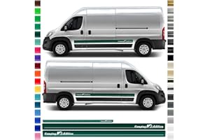 AUTO-DRESS AutoDress® - Set di strisce adesive laterali per Fiat Ducato, colore a scelta, motivo: furgone (nero lucido, lungo passaruota)