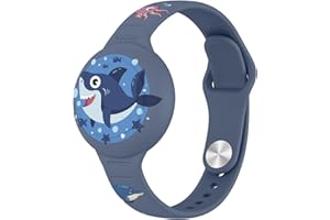 Meliya Pulsera para Airtag Impermeable niños,Funda de Correa de Silicona localizador GPS Pulsera para airtag niño Anti-arañazos(Tiburón)