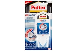 TMPPRO Pattex Perfect Bad New Fuge, Silicona Sellador para nuevas juntas, silicona sanitaria para cocina y baño, fácil renovación de juntas en un solo paso para proteger contra el moho, color blanco, 1 x 80