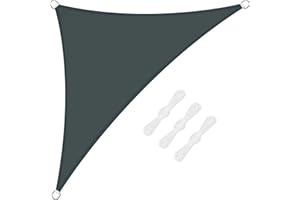 HEYOMART Sun Shade Sail Waterproof Outdoor Garden Patio Party Sunscreen Awning 5x5x7m Triangle Canopy 98% UV Block with Free Rope, Grey