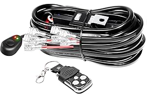 Willpower Stroboscopique Câblage à Barres Lumineuses LED Faisceau de Fil avec 12V 18AWG 40A Relais et Interrupteur, 4 Phares Peuvent être Connectés, pour Rampe LED ATV Camion Tout-Terrain Voiture