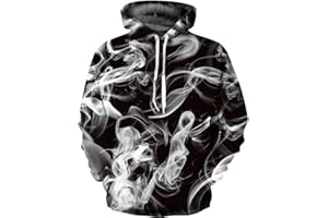 EUDOLAH Men's Long Sleeve Sweatshirts Neon Printed Hoodies 3D Graphic Jumpers Animal Sportswear