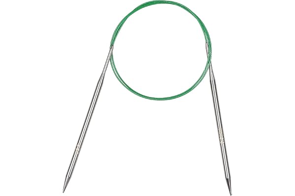 Coopay Aiguilles à tricoter circulaires de 5,5 mm et 100 cm de long, aiguilles circulaires en acier avec câble flexible, épingles à tricoter circulaires fixes en métal pour couvertures, grands projets