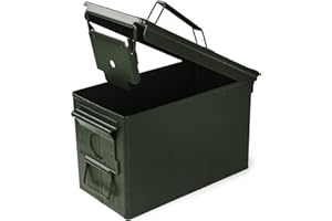 VicBre Munitions Kiste Metall 30/50 Cal Munitionskiste zur Aufbewahrung, abschließbare Militärpistole Munitionskoffer, Gewehrflinte wasserdichter massiver Stahlbehälter (Armeegrün)
