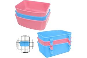 HAUTLLAIF 6 Stück Futterschale Vögel(Blau,Rosa),zum Aufhängen, Futternapf Kaninchen,Futter- und Wasserbehälter, Badewannen-Wassernapf, universell für kleine Tiere