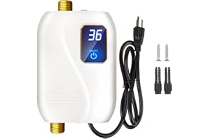 CARZIYER Chauffe-eau électrique sans réservoir 3500W,220V Chauffe-eau électrique sous évier, Avec écran numérique,Ballon Eau Chaude,Pour cuisine/salle de bain/camping-car, économe et sûr