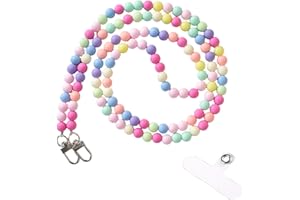 DecorDwell Handykette Bunt Universal Handykette Perlen, Handytasche zum Umhängen mit Einsätzen, Handyband mit Bunten Acrylperlen, Handy Kette Crossbody Strap, Handy Umhängeband Perlenkette