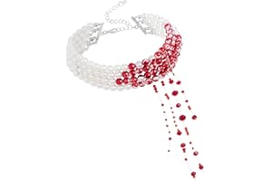 YCICHE Blutige Perlenkette, Gothic-Halsketten, Tropfende Blut Imitationsperlen Halskette, Verstellbarer Perlenkette Blut, Halloween Schmuck Damen, für Karneval Halloween Party Vampir Kostüm Accessoires