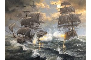 Meecaa Malen nach Zahlen Segelboot Wellen Mond Landschaft Kit für Erwachsene Anfänger DIY Ölgemälde 40,6 x 50,8 cm (Segelboot, kein Rahmen)