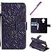 Produktbild HMTECH Huawei Mate 10 Hülle Mandala Blumen Prägung Flip Leder Brieftasche Standfunktion Karten Slot Magnetverschluß Taschen Schalen Handy für Huawei Mate 10,Mandala:Purple