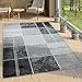 Designer Rug Chequered in Marble Visual Effect Flecked Grey Black White , Size:60x100 cm