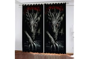 zpangg Verdunkelungsvorhang Kräuselband Böser Drache Mit Ösen Gardine Für Schlafzimmer, Kinderzimmer 2 Stück Verdunkelungsvorhänge Farbige Vorhänge 184×214Cm
