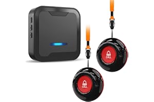 CHUNHEE Wireless Pulsante Chiamata Emergenza/Ricevitore Portatile/Allarme Sicurezza Cercapersone/Sistema Assistenza per Anziani Pazienti Bambini Funzione "OFF" Ricevitore+2 Pulsante di Chiamata