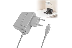 Chargeur pour DS Lite, Alimentation de Remplacement Compatible avec DS Lite/NDSL (Pas pour DS), Adaptateur Secteur AC 100–240V, 1,12M Gris