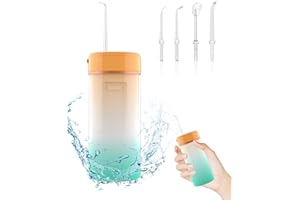 Hydropulseur Jet Dentaire Portable, DDKJ Hydropulseurs Sans Fil Irrigateur Oral avec 4 Buses à Jet, IPX6 Etanche, 4 Modes(Doux/Fort/Pulsé/d'action Ponctuelle), Réservoir d'eau 160ML)