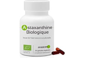 Astaxanthine biologique * 30 gélules végétales / 8 mg * Antioxydant naturel * Énergie + Santé oculaire + Soins de la peau *