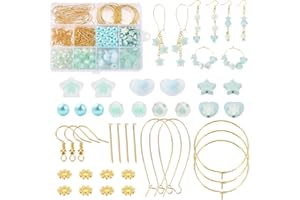 PandaHall 247Pcs Ohrringe Set 1 Box Schmuckherstellungsset DIY Zubehör Grün Ohrhaken Zubehör Zur Perlenohrringen Herstellung Mit Acrylperlen Ohrringhaken Für 30 Paar Ohrringe Frühlingsfrauen