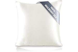 townssilk Taie d'oreiller en Soie, 65x65cm, 100% Soie de mûrier Naturelle 19 Momme, Deux Faces en Soie, certifiée Oeko-Tex, Douce pour la Peau et Les Cheveux, 1 unité,Naturalwhite