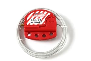POFET Rotes Lockout Tagout Kabelschloss Verstellbare Stahl-Vinylbeschichtete Kabelverriegelung für Lock-Out-Tag-Out-Anwendungen Funktioniert mit Sicherheits-Loto-Schlössern