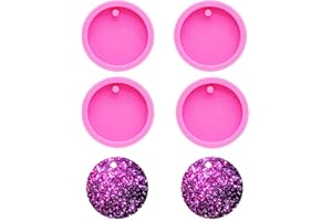 Nifocc Stampo in silicone a forma di cerchio rotondo con fori per ciondoli in resina, per gioielli fai da te, artigianato, 4 pezzi