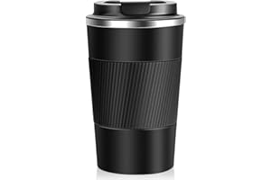 AITVSFAO Travel Mug, Insulated Coffee Cup with Leakproof Lid, Reusable Coffee Cup Travel Mug for Hot Drink, Vacuum Stainless Steel Water Bottle, Portable Coffee Mug for Car Outdoor Picnic Office (Black)