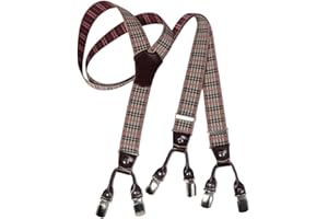 MR. M MR.M Bretelle uomo, 6 clips incrocio Y, Regolabili a 195cm, Finiture in vera pelle, Made in Europe