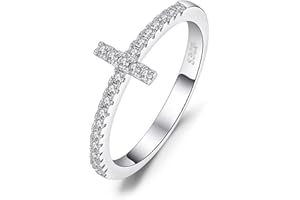 JewelryPalace - Anello da donna con croce in argento Sterling 925 e zirconia cubica sintetica CZ da 0.11 ct