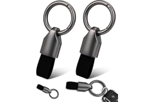 WHTAWTAW 2 Pcs Keyring Keychain for Car Key Fob Holder, Zinc Alloy Buckle Small Leather Key Chain, Detachable Key Ring Fob Accessory