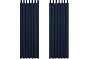 Deconovo Lot de 2 Rideaux Occultants Thermique Anti Froid Rideaux Chambre Adulte à Pattes 140x210cm Bleu Marine Rideaux Salon Design Moderne