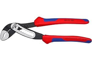 KNIPEX Alligator, Wasserpumpenzange | Rohrzange, Chrom-Vanadium mit 2K-Griffen, atramentiert, 180 mm, 88 02 180