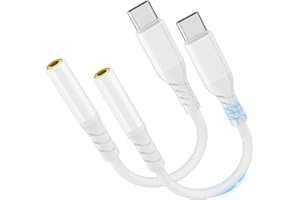 TICENPE [MFi certificato] Confezione da 2 adattatori jack USB C a 3,5 mm, adattatore jack USB C, cavo da tipo C a AUX Dongle per iPhone16 15 iPad Huawei P70/P60 Samsung S24/23 Ultra/S23+/S22 Google Pixel 7/6