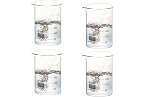 THIS-TRADING This-Trade - 25ml Lab glass Beaker - 4 Pack - Low Form Boro Glass with spout. Scientific Laboratory Glassware Beakers flasks. 3.3 Borosilicate glass container Printed Graduation (Vol: 4 x 25ml)