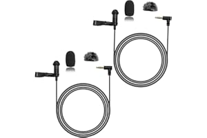 NewTH 2 Pack Lavalier Lapel Microphone Omnidirectional Condenser Wired Clip On Lav Mic for DJI Mic 2, for Rode Wireless GO 2 / II Transmitters(2-Pack 90 Degree 3.5mm TRS Plug for DJI for Rode)