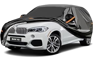 GUNHYI 7 Layers SUV Car Cover Waterproof Breathable, Heavy Duty Outdoor 4x4 Car Cover Sun Rain Dust Protection With Zip, Universal Fit For BMW X5, Porsche Cayenne, Range Rover Sport etc. Black