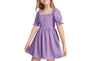 DivingBirds Tween Girls' Dresses Elegant Ruffle Sleeve Kids Dress for Girls Teenagers Ladies Summer Dresses Size 7-14 Years