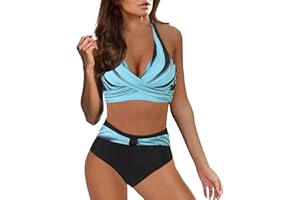 Ashleyzj Bikini Damen Set Zweiteiliger Sexy Badeanzug V Ausschnitt überkreuztes Bauchweg Bademode Blumenmuster Bikinis High Waist Bademoden Bauchkontrolle Bikini Sets Swimwear Badebekleidung