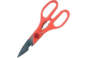 FIA DIRECT 3 in 1 Heavy Duty Stainless Steel Kitchen Scissor, Cooking Scissors, Multi-Purpose Kitchen Shears for for Meat Poultry Herbs Cutting, Bottle Jar Opener and Nut Cracker (Orange)