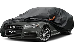 Kayme Funda Coche,Compatibles con 2004-2023 Audi A6,Transpirable Anti-UV Antipolvo de 7 Capas,Cubierta para Coche con Cremallera y Forro de Algodón.(Entrega en 3-7 días) Negro